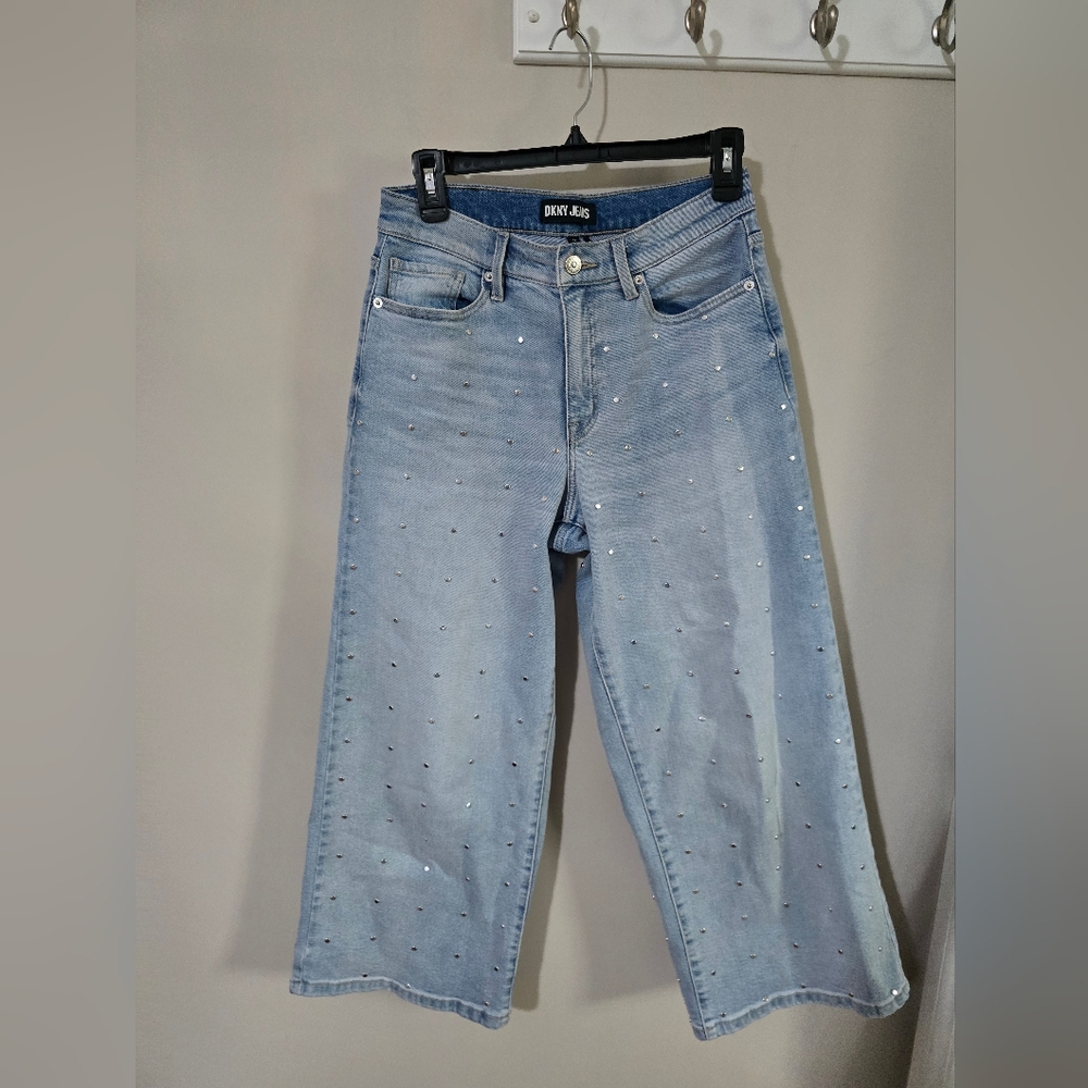 DKNY Women's Light Blue Wide Leg Jeans